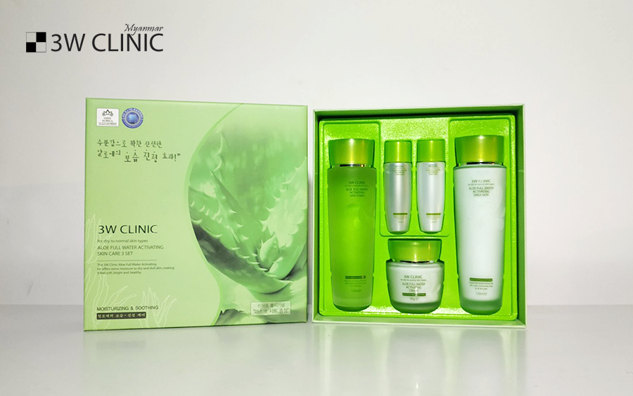 3W CLINIC] Aloe Full Water Activating Skincare Set (3Items