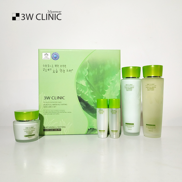 3W CLINIC] Aloe Full Water Activating Skincare Set (3Items